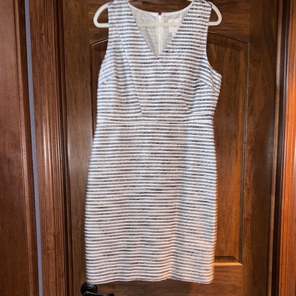 J. Crew White and Navy Striped Dress